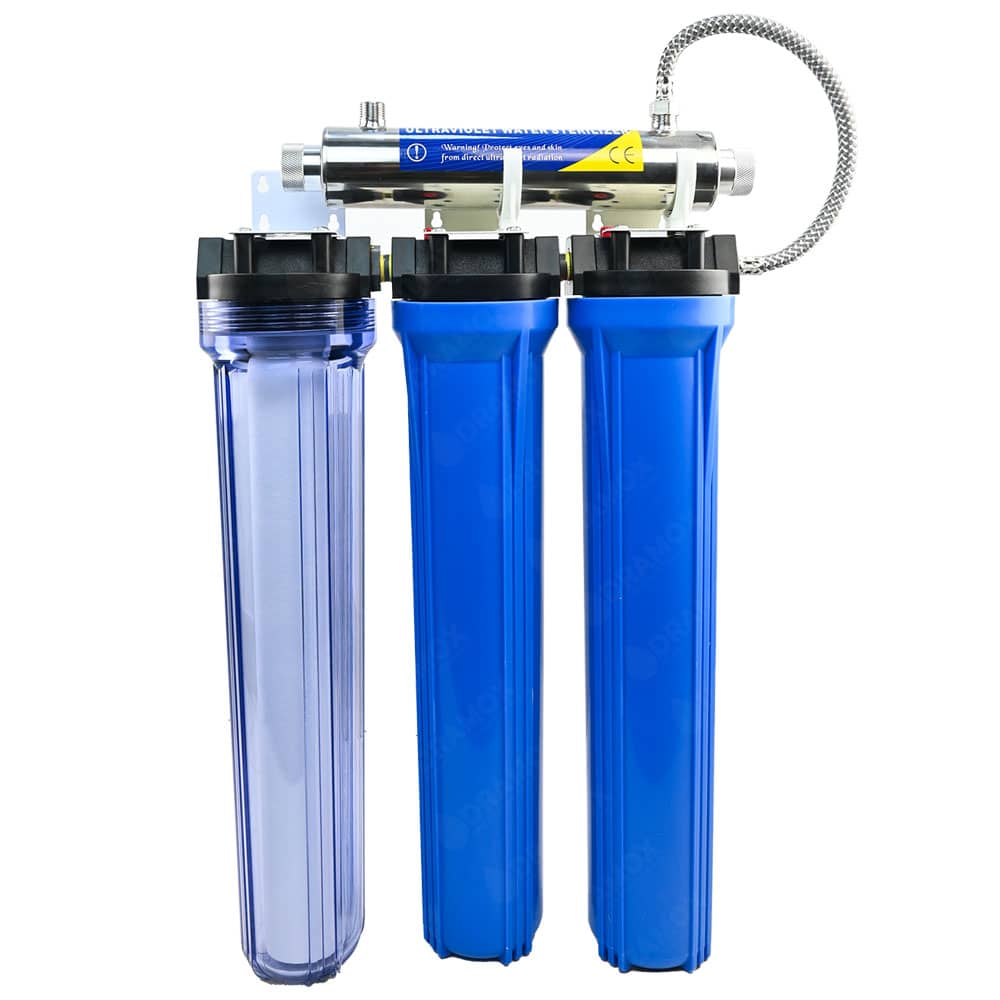 purificador de agua 2.5 x 20 de 3 etapas mas lampara luz uv